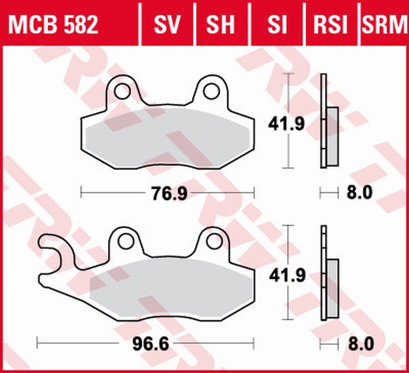 TRW ZF brzdové destičky KH135 KH214 sintrované STREET APRILIA SX 125 18-, HONDA NSR 150 02-, KAWASAKI KLX 125 10-13, KDX 250 90-94, KLX 250 09-17, KLF