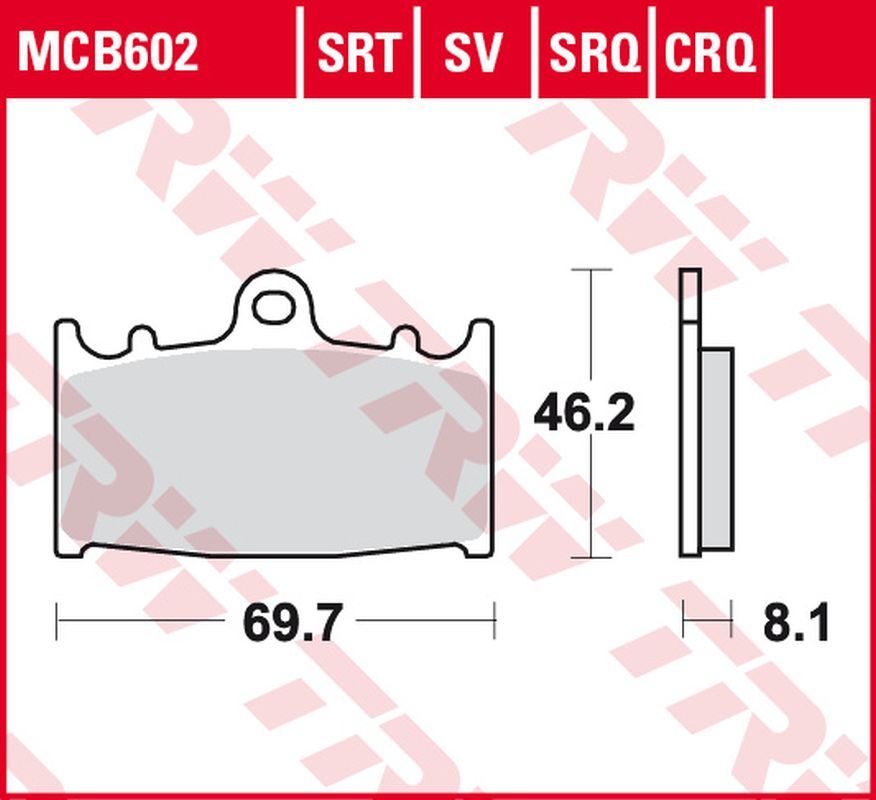 TRW ZF brzdové destičky KH158 sintrované TRACK HUSABERG FS 450 03-05, FS 650 01-05, KAWASAKI ZZR 500 90-05, SUZUKI RGV 250 91-95, GSX-R 400 88-90, GSX-R 750 00-03 přední