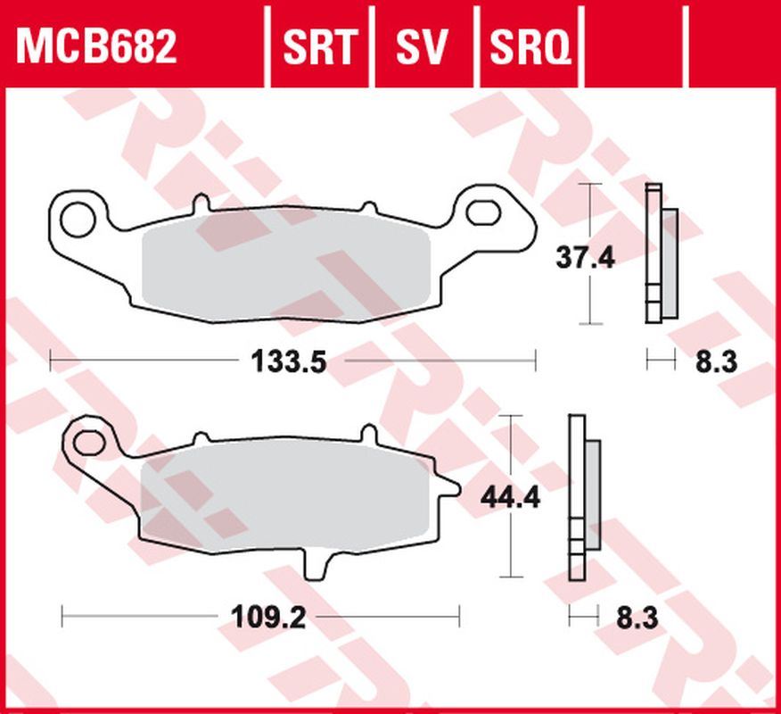 TRW ZF brzdové destičky KH229 sintrované TRACK KAWASAKI NINJA 400 11-, ER-6 06-16, VN 900 06-17, VN 1500/1600 00-08, VN 1700 09-17, SUZUKI GSF 600/650 BANDIT 00-06, DL 650 V-STROM 04-, SV 650 03-, GSR 750 11-16 levé přední