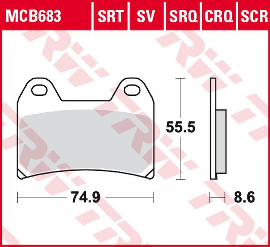 TRW ZF brzdové destičky KH244 sintrované TRACK APRILIA RS 250 97-, RSV 1000 MILE/R 98-00, DUCATI 748/800/900/916/996 97-03, KTM SMC 625/660/LC4 640 SUPERMOTO 04-06, SM 690 07-10, MOTO GUZZI V11 01-06, sport 1200 06-14, přední