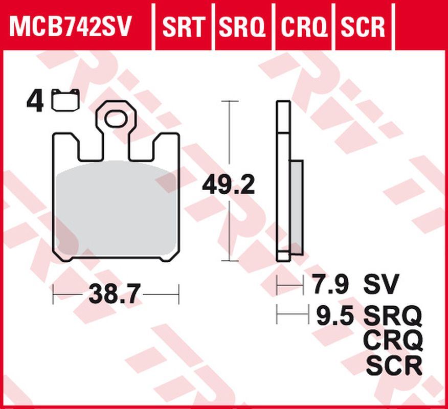 Brzdové destičky TRW LUCAS MCB742SRT (KH369/4)