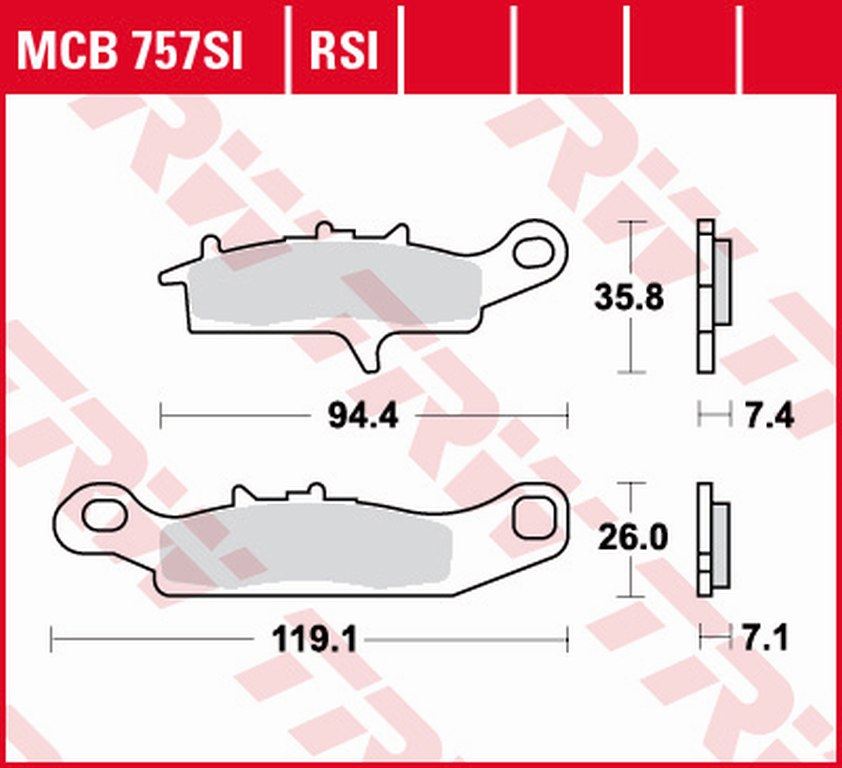 TRW ZF brzdové destičky KH342 KH349 sintrované OFFROAD KAWASAKI KFX 450 / 700 04-14, KVF 700 04-06, přední