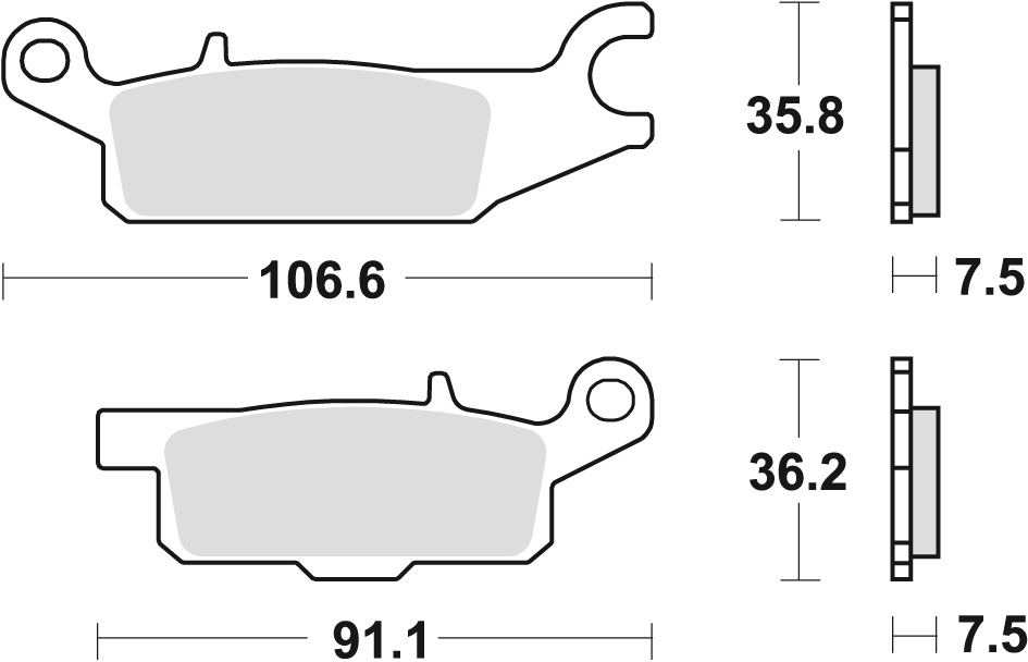 TRW ZF brzdové destičky KH443 sintrované OFFROAD YAMAHA raptor YFM 250 08-20, GRIZZLY YFM 550 09-20, GRIZZLY YFM 700 07-20, levý přední