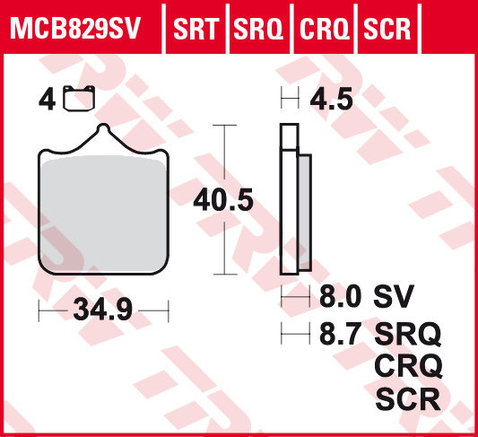 Brzdové destičky TRW LUCAS MCB829SV (KH499/4)