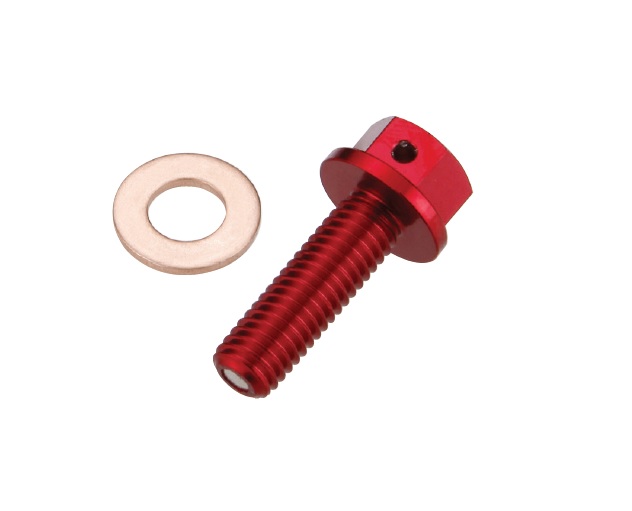 ACCEL vypouštěcí zátka oleje HONDA CRF 250 R/X 04-15 ( s magnetem) barva červená (MDP-00RD)