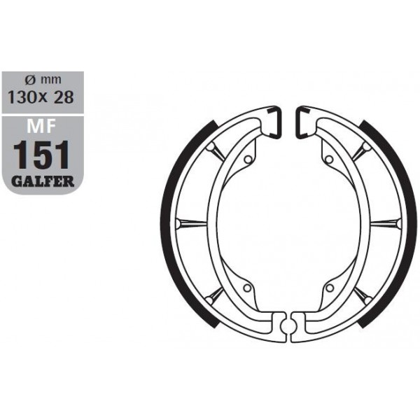 GALFER brzdové čelisti - pakny zadní SH602 KAWASAKI ELIMINATOR 125 88-, KX 250 85-86, KX 500 83, SUZUKI DR 125 86-00, DR 250 86-89, DR 600R/PD/DJEBEL/S 85-89, GN 125/250 93-, RG 80 GAmmA 88-, RG 125 79-92, RG 185 75-, RM 500 85-86