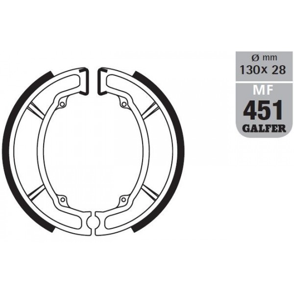 GALFER brzdové čelisti - pakny zadní SH506 YAMAHA DT 125LC 84-, DT 80LC 85-88, RD 125LC 82-86, SR 250 80-97, TT 250/350 86-92, TT 600 87-92, TZR 80/125 87-91, XT 350 85-90, XV 250 VIRAGO 89-00, YZ 250 86-87, YFM 80 85-92