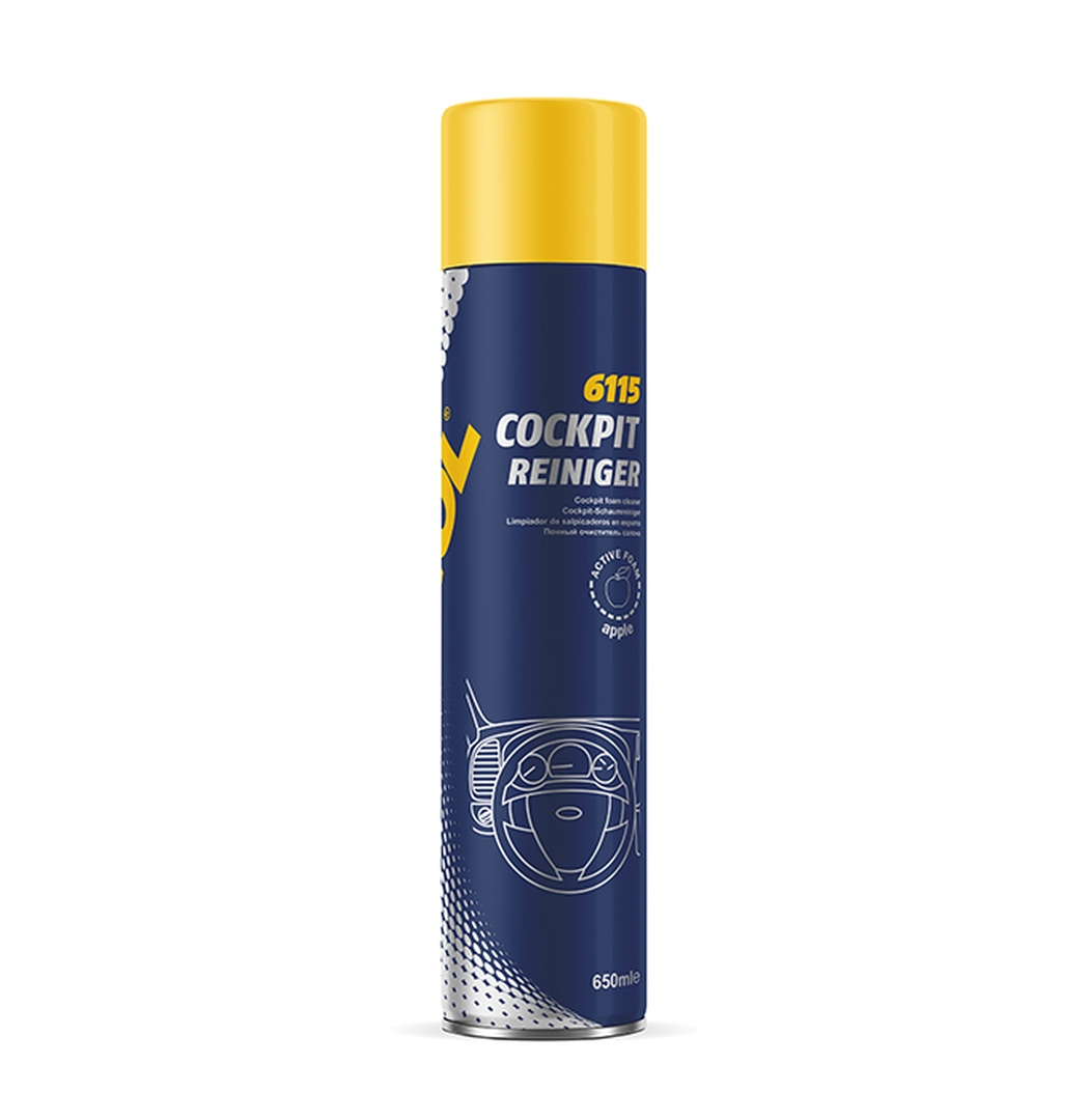 MANNOL PLAK COCKPIT REINIGER APPLE-sprej na čištění kokpitu, vůně jablkový 650ML (6115) (24)