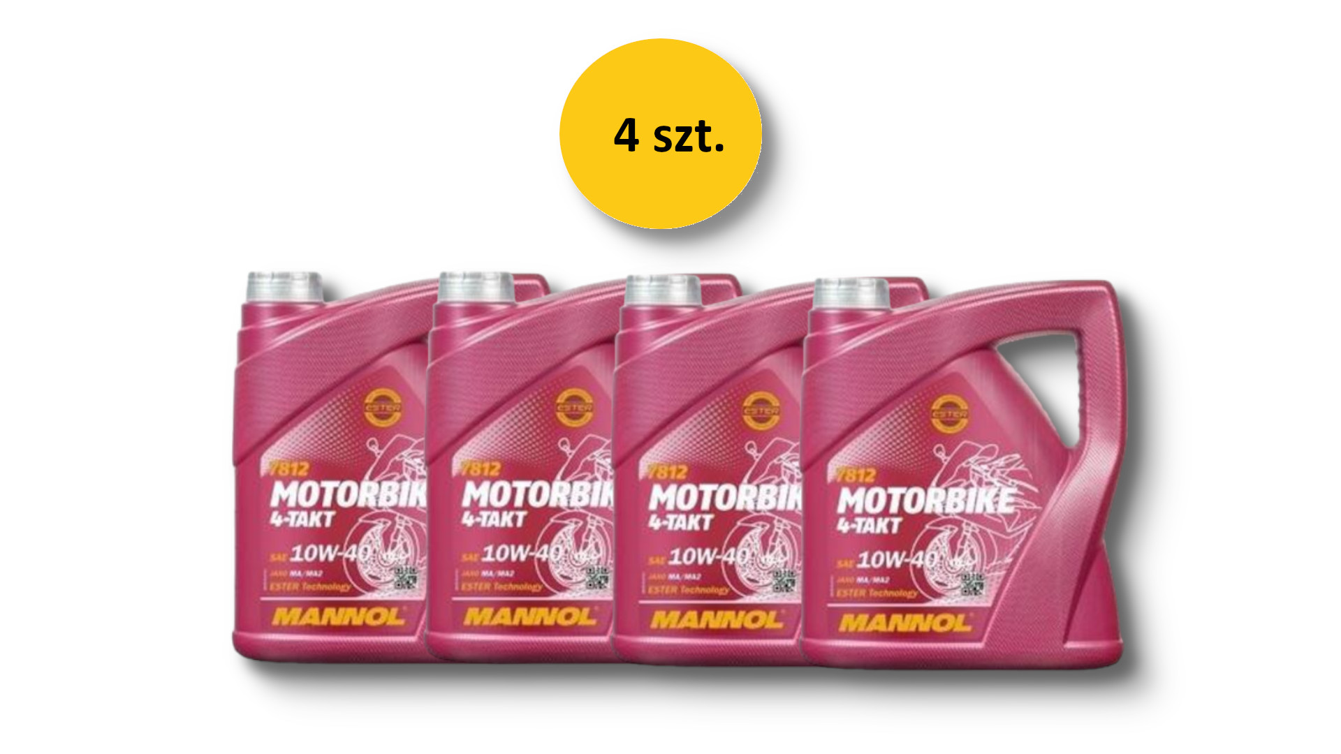 MANNOL motorový olej 4T MOTORBIKE 10W40 4L ESTER + MA2 syntetic (7812) (API SN) KARTON 4 kusy (set) (MANNOL motorový olej 4T MOTORBIKE 10W40 4L ESTER)
