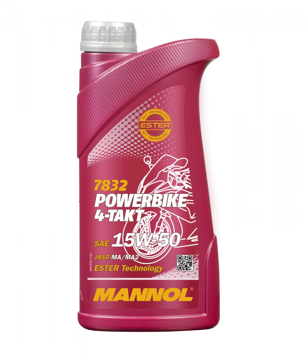 MANNOL motorový olej 4T MOTORBIKE 15W50 1L ESTER + MA2 polosyntetické (7832) (20) (MANNOL motorový olej 4T MOTORBIKE 15W50 1L ESTER + MA2)
