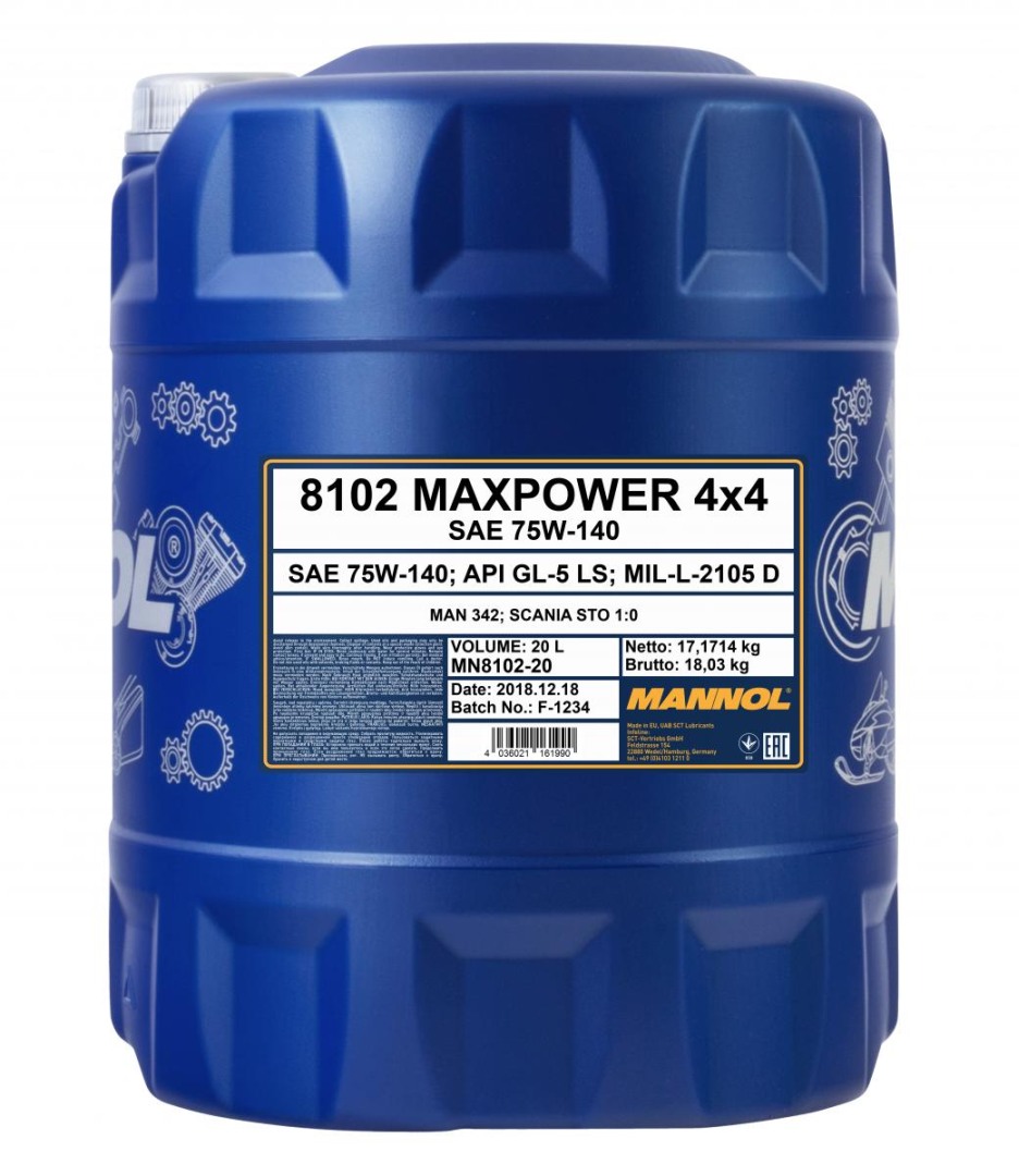 Levně MANNOL MAXPOWER 4X4 75W140 API GL5 - olej převodový syntetický 20L (75W-140) (MANNOL MAXPOWER 4X4 75W140 API GL5 - olej převodový syntetický 20L)