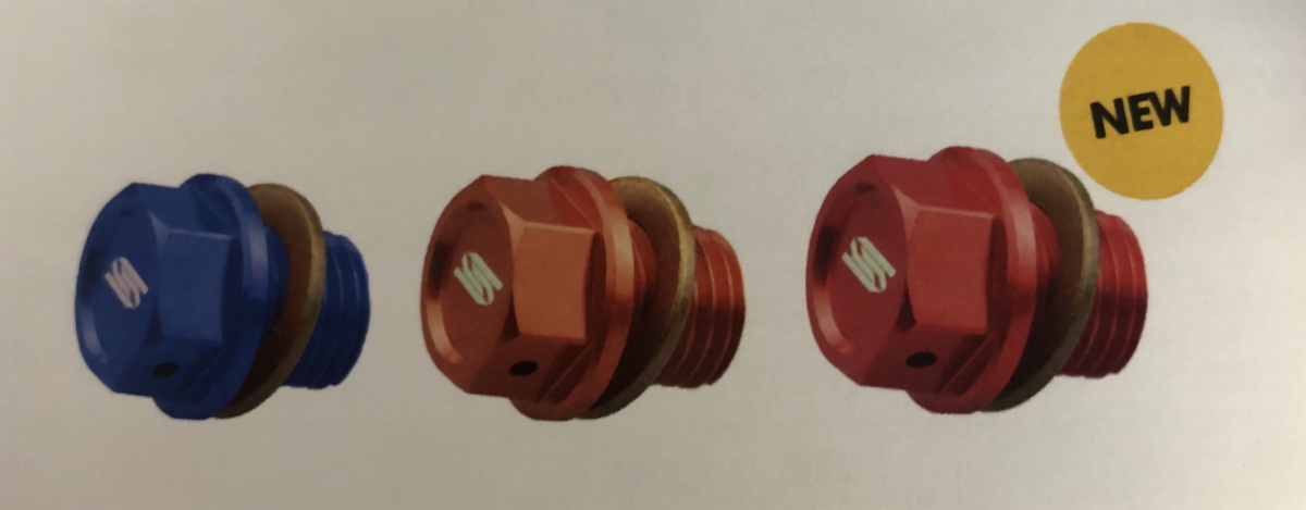 SCAR závodní vypouštěcí zátka oleje s magnetem KTM SX / SXF / EXCF, HUSQVARNA TC / TX / FE / FX, GAS GAS MC / EC / EX barva oranžová (SCAR závodní)