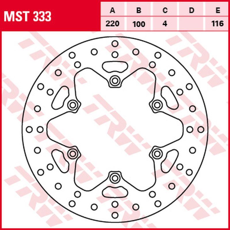 TRW ZF brzdový kotouč zadní KAWASAKI KX 125/250 89-02, KLX 300R 97-03, KX 500 90-04 (220X100X4mm)