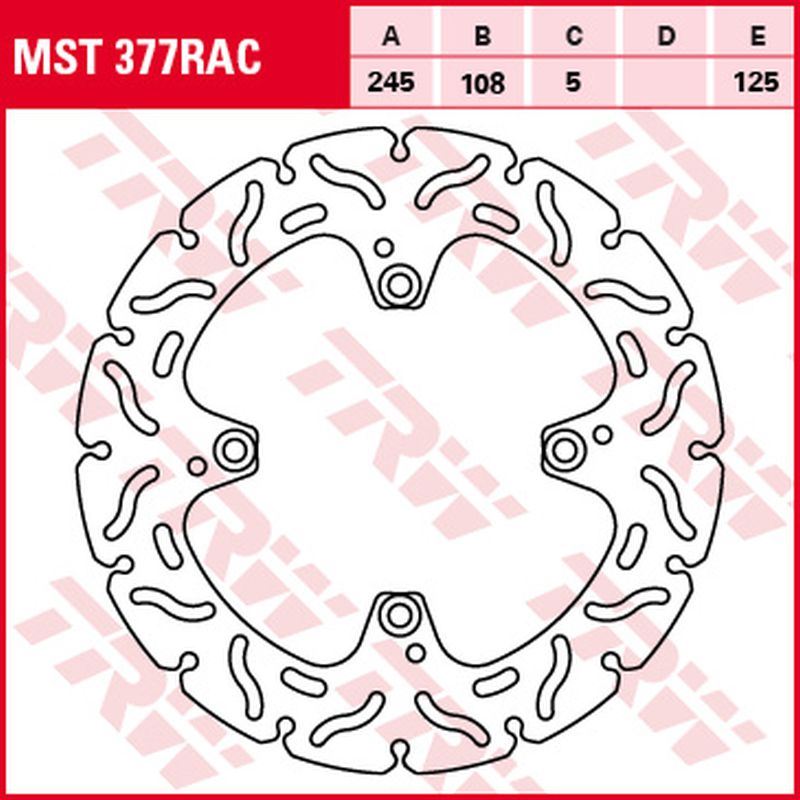 TRW ZF brzdový kotouč zadní DUCATI HYPERMOTARD 796 10-12, MONSTER 800 05-07, 848 EVO 10-13, MONSTER 996 04-06, MONSTER 1000 06-08, MULTIstrada DS 1000 03-06, HYPERMOTARD 1100 05-12, MULTIstrada 1100 07-09 (245X108X5mm) WAVE