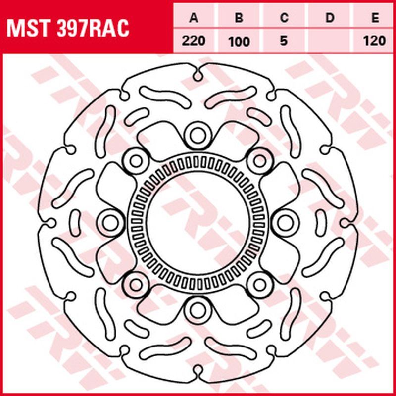TRW ZF brzdový kotouč zadní KAWASAKI ER-6 650 06-16, KLE 650 VERSYS 07-14, NINJA 650, s 650 17-, (220X100X5mm) WAVE
