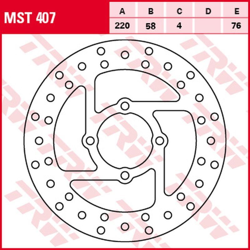 TRW ZF brzdový kotouč zadní DERBI DXR 200/250 04-08, YAMAHA YFS 200 BLASTER 88-07, YFM 350 WOLVERINE 95-05, YFZ BANSHEE 90-06, YFM 660R raptor 01-05 (220X58X4mm)