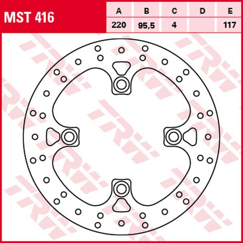 TRW ZF přední brzdový kotouč YAMAHA YFM 700 GRIZZLY 07-, (220X95,5X4mm)