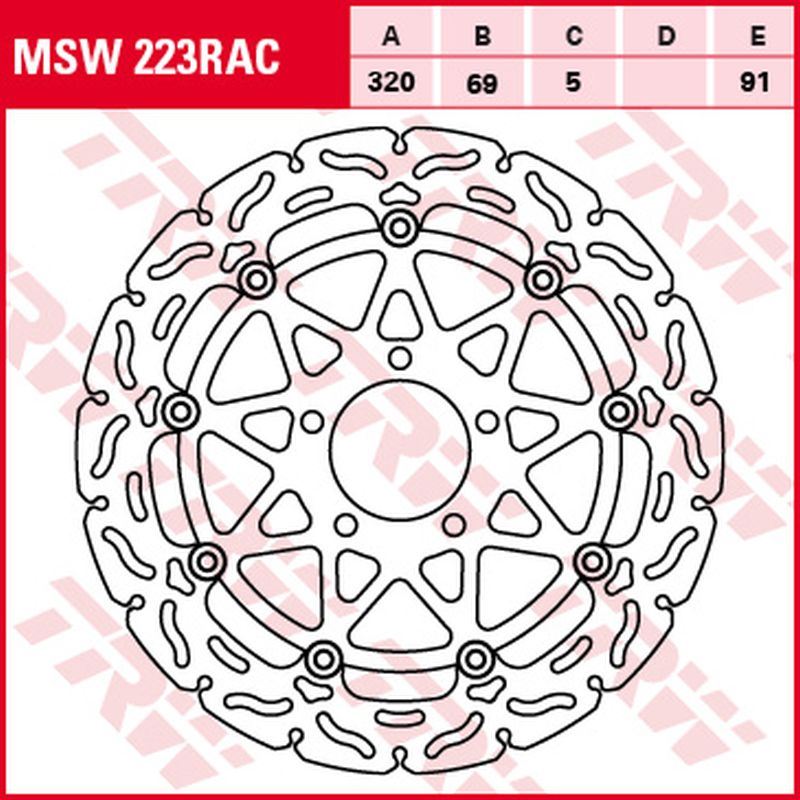TRW ZF přední brzdový kotouč SUZUKI GSX-R 600 97-03, GSX-R 750 96-03, GSX-R 1000 01-02, TL 1000R 98-99, TL 1000S 97-01, GSX 1300R HAYABUSA 99-07, GSX 1400 01-07 (320X69X5mm) WAVE