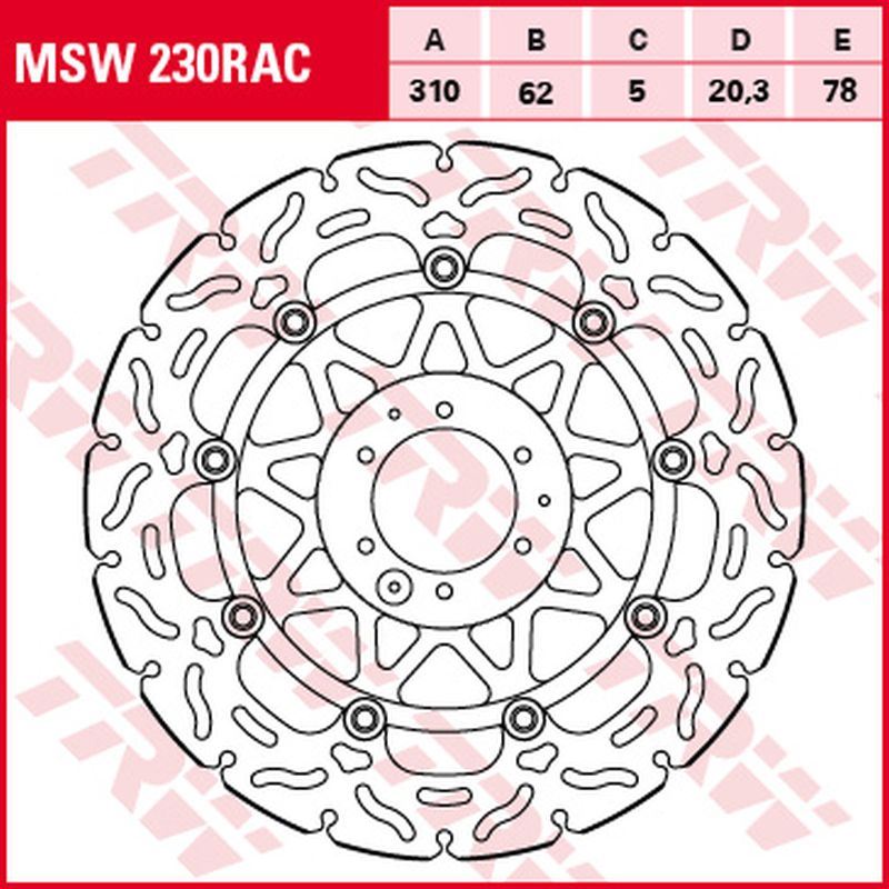 TRW LUCAS ZF brzdový kotouč přední HONDA CRF 1000L 15-19 (310X62X5MM) WAVE (MSW230RAC)