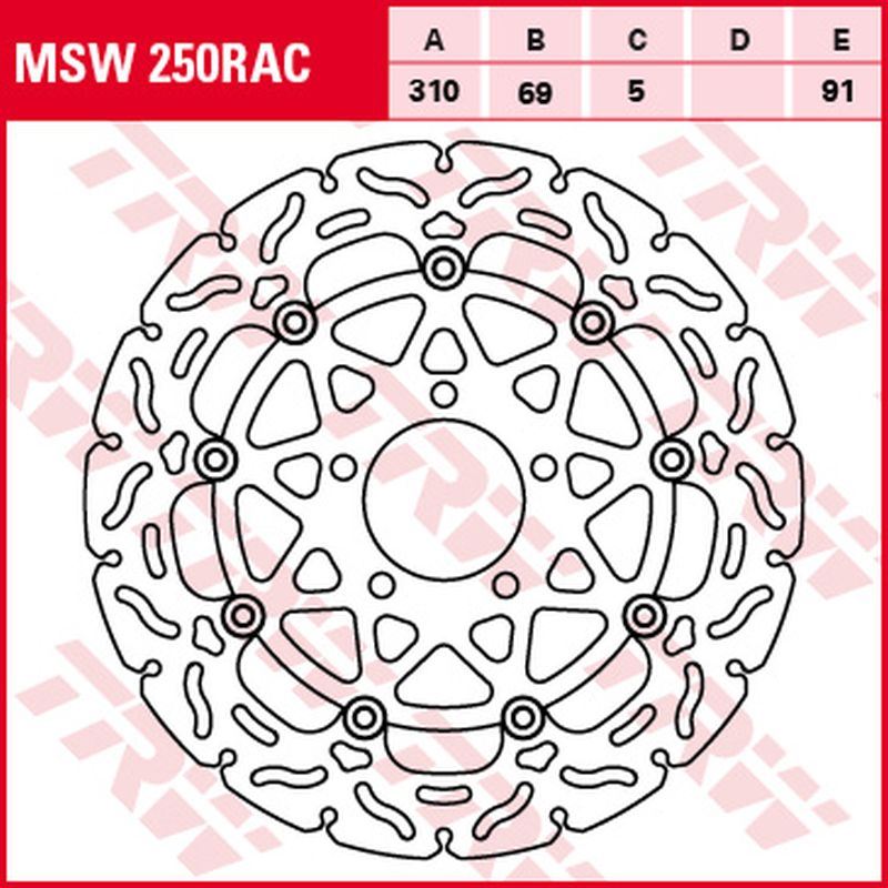 Brake disc TRW LUCAS front MSW250RAC