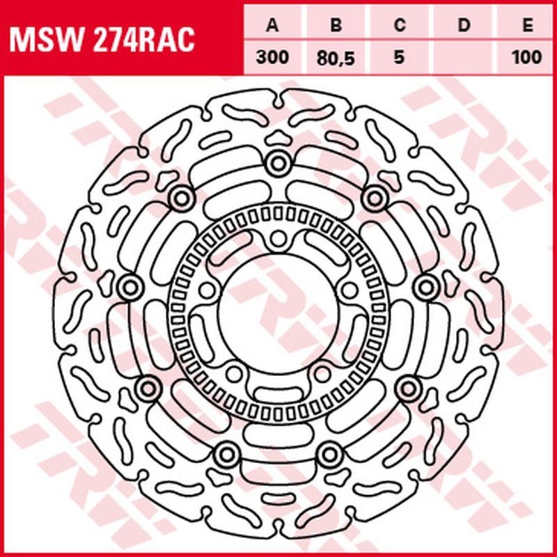 TRW ZF přední brzdový kotouč KAWASAKI ER-6F/N 06-16, KLE 650 VERSYS 07-, VULCAN 650S 15-, (300X80,5X5mm) WAVE