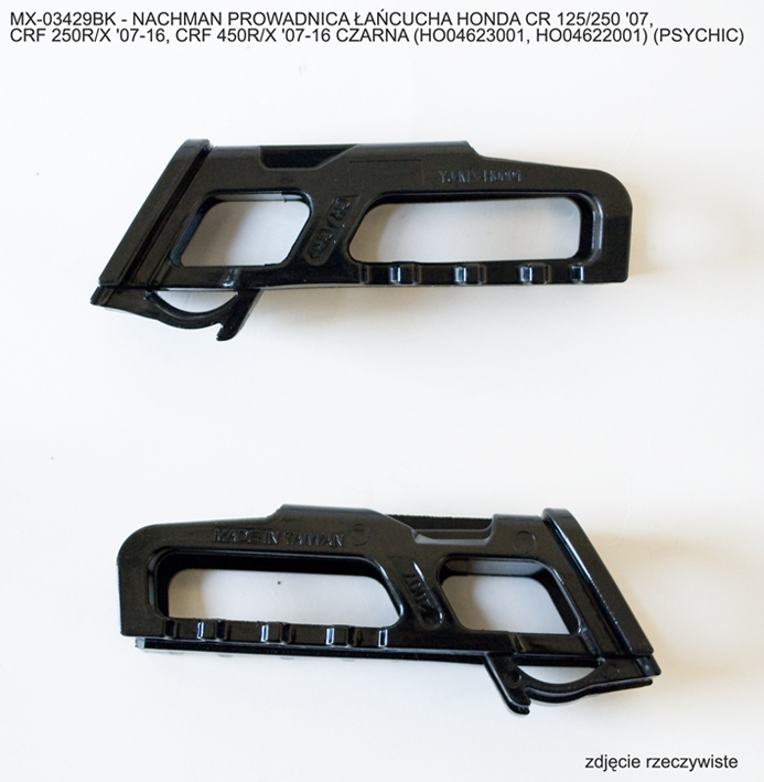 PSYCHIC vodítko řetězu HONDA CR 125/250 07, CRF 250 R 07-25, CRF 250X 07-17, CRF 250 RX 19-25, CRF 450 R 07-25, CRF 450X 07-16, CRF 450 RX 17-25 barva černá (HO04623001, HO04622001)