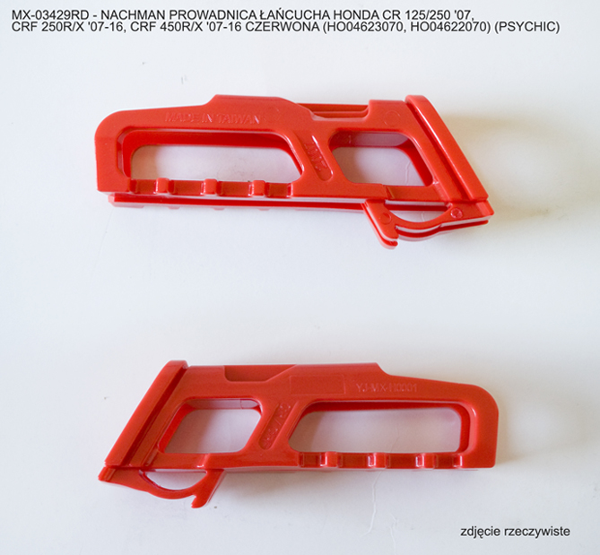 PSYCHIC vodítko řetězu HONDA CR 125/250 07, CRF 250 R 07-25, CRF 250X 07-17, CRF 250 RX 19-25, CRF 450 R 07-25, CRF 450X 07-16, CRF 450 RX 17-25 barva červená (HO04623070, HO04622070)