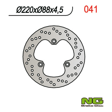 NG brzdový kotouč zadní HONDA CBR 500/600F 87-90, VFR 400 86-88, NSR 400 85-91, 06-07, CBR 400RR 87-90, (220X88X4,5mm) (3X10,5mm)