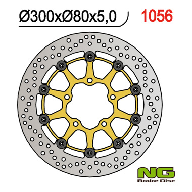 NG přední brzdový kotouč KAWASAKI ER6 F/N, ZX 10R 04-15, ZX6R 05-18, KLE 650 VERSYS 07-22, s 750 (300X80X5mm) (5X10,mm) plovoucí