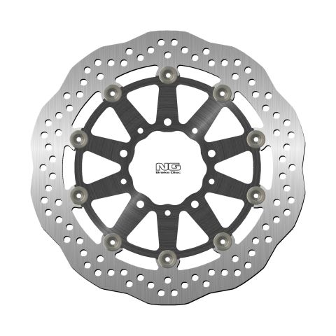 NG přední brzdový kotouč KAWASAKI ER6 F/N, ZX 10R 04-15, ZX6R 05-16, KLE 650 VERSYS 07-15, s 750 (300X80X5mm) (5X10,mm) WAVE plovoucí (prostředek hliníkový,černá)