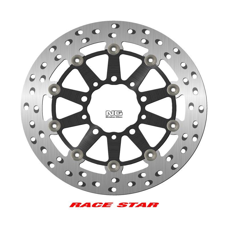 NG přední brzdový kotouč RACE STAR PREMIUM KAWASAKI ER 6N/F 05-17, ZX-6/ZX-6R 600 NINJA 05-18, ZX-6R 636 22, (298X80X5mm) (5X8,45/10,25mm) plovoucí (prostředek hliníkový, vylepšený chlazení)