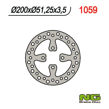 NG brzdový kotouč zadní YAMAHA YFZ 450 06-19, raptor YFM 700 06-14 (200X51X3,5) (4X10,5mm)