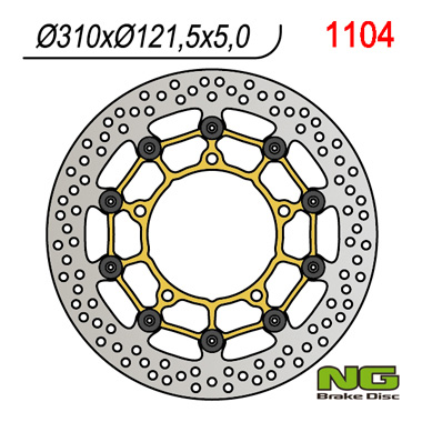 NG přední brzdový kotouč SUZUKI B-KING 07-13, DL 650 V-STROM 08-19, GSF650/1250 07-16, GSXF650/1250 10-18, GSXR1300 08-18,(310X121X5mm) (5X10,5mm) plovoucí