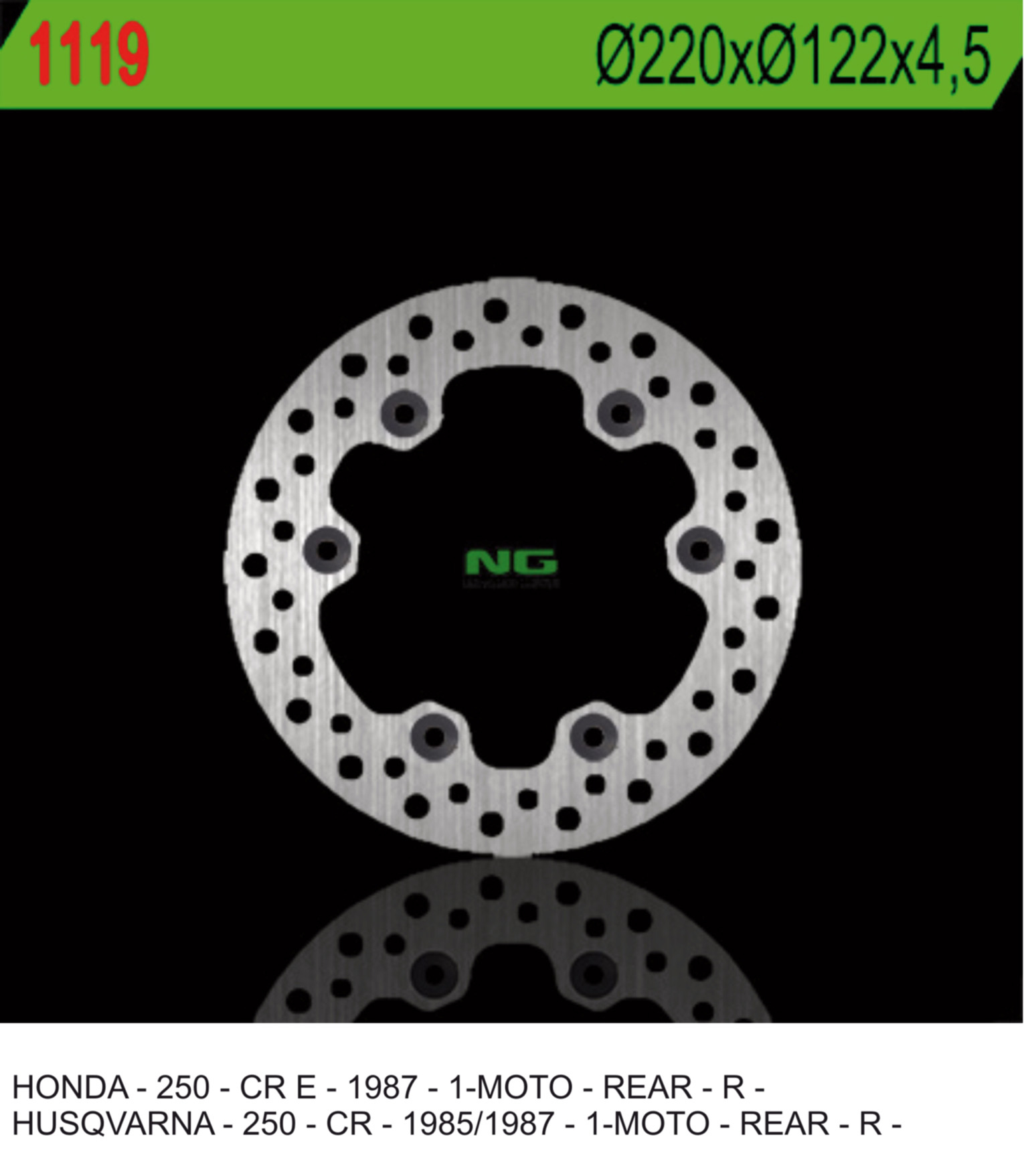 NG brzdový kotouč zadní HUSQVARNA CR 250 85-87 HONDA CR 250 87 (220X122X4,5)