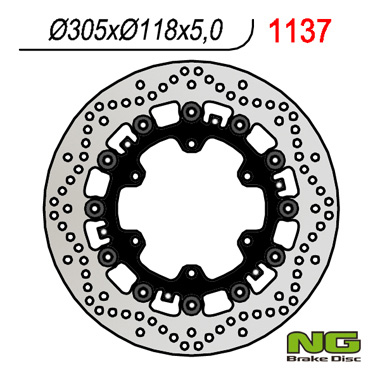 NG přední brzdový kotouč BMW K1100LT/RS 89-00, R1100GS/R 93-94, R1100R/RT/RS 92-01 (305X118X5mm) (6X9,0mm) plovoucí
