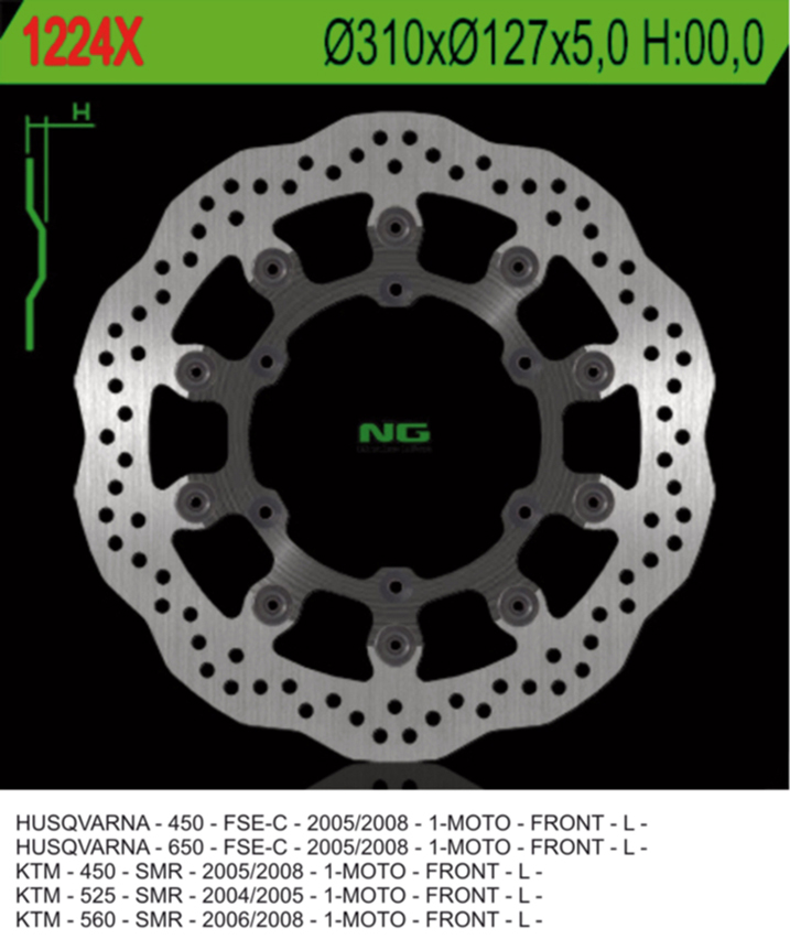 NG přední brzdový kotouč HUSABERG FS 570 10-11, FS 450 05-08, KTM SMR 450 04-14, SMR 525 / 560 05-08 (310X127X5mm) (6X6,5mm) WAVE