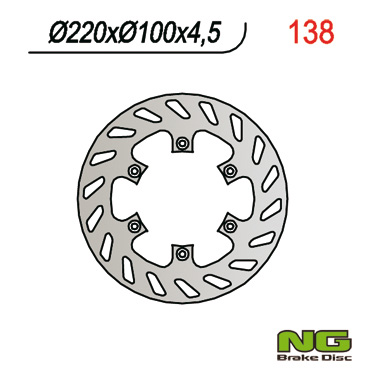NG brzdový kotouč zadní KAWASAKI KX 125 89-02, KX 250 92-95, KDX 200/220, KLX300/650R (220X100X4,5) (6X6,5mm)