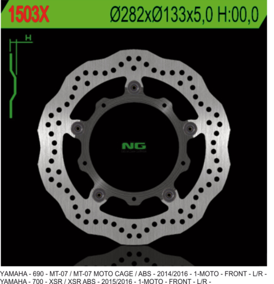 NG přední brzdový kotouč YAMAHA MT-07 / ABS 13-17, TRACER 700 16-17, XSR 700 / ABS 16-17 WAVE (282X133X5) (5X8,5mm)