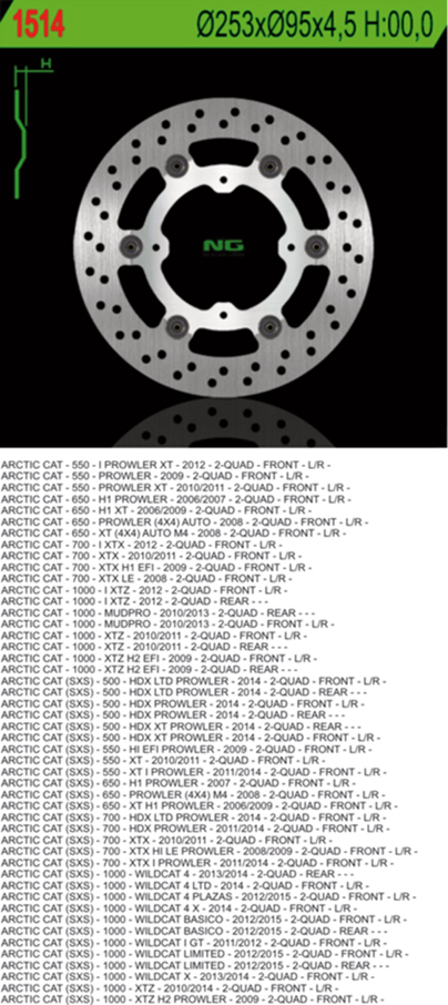 NG přední brzdový kotouč/zadní ARCTIC CAT 550/650/700/1000 plovoucí