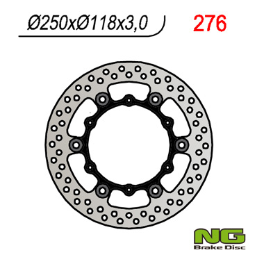 NG přední brzdový kotouč YAMAHA YZ/YZF/WRF 01-19 plovoucí (250X118X3)(6X6,50mm), SUZUKI RM 125/250 99-10