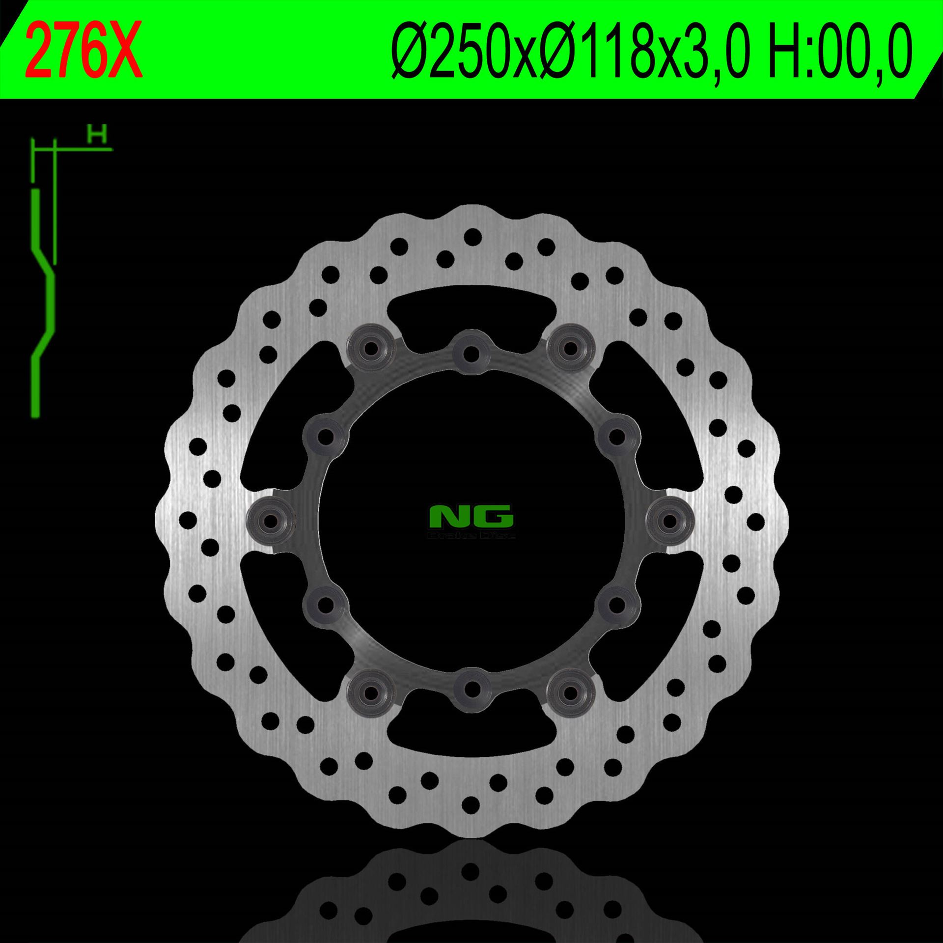 NG přední brzdový kotouč YAMAHA YZ/YZF 01-16, WRF 02-17 plovoucí (250X118X3,00mm) (6X6,5mm) WAVE