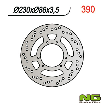 NG přední brzdový kotouč YAMAHA DT 125R 88-05, TT 350 85-95, TT 600 84-92, YZ 250 85-89, YZ 125 88, 90-91 (230X86X3,5) (6X6,5mm)
