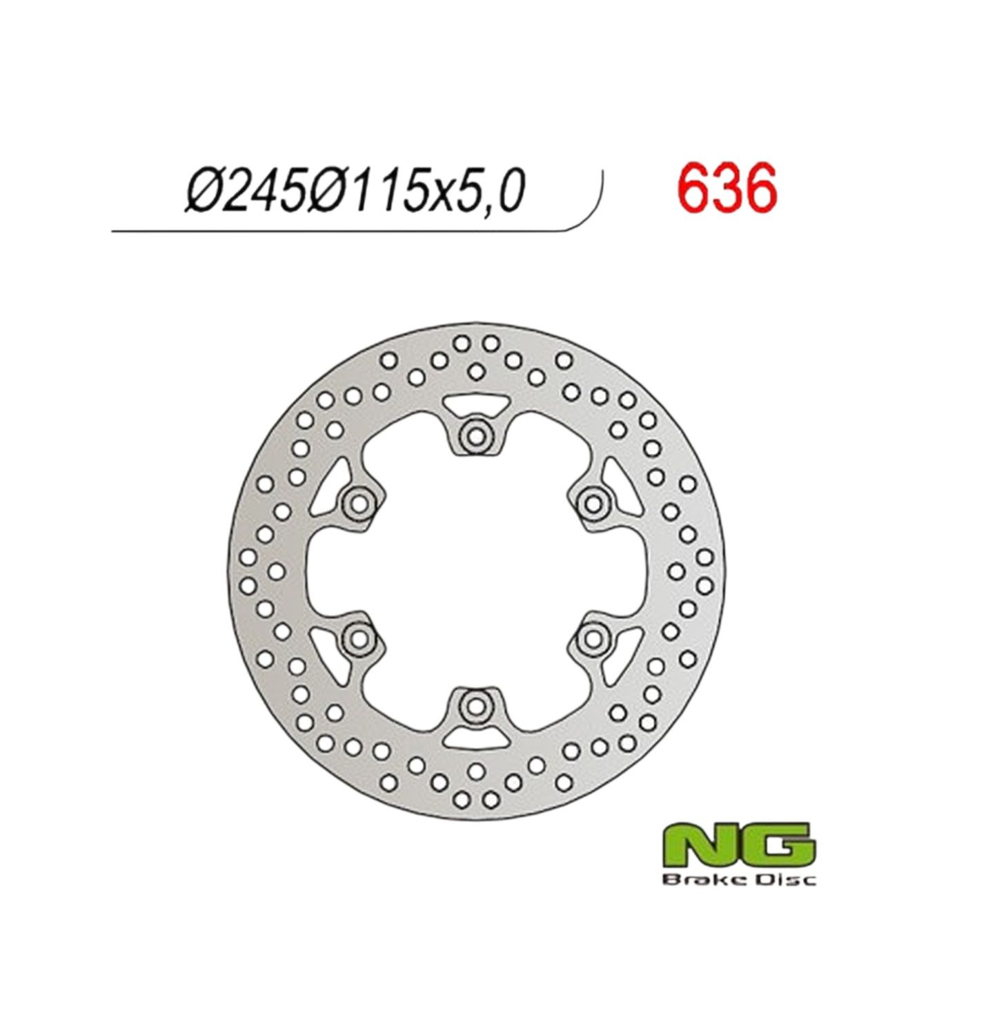 NG brzdový kotouč zadní YAMAHA FZS / FZR / XJ 600 / XT660 / YZF 600 THUNDERCAT / TDM 850 91-01, DUCATI MONSTER 600 / 750 / 900 93-17 (245X115X5) (6X8,5mm) - stopy montáže