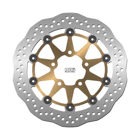NG přední brzdový kotouč SUZUKI GSXR 600/750/1000 03-05, VL800 14-15 (300X69X5mm) (5X10,5mm) WAVE plovoucí (prostředek zlatá)