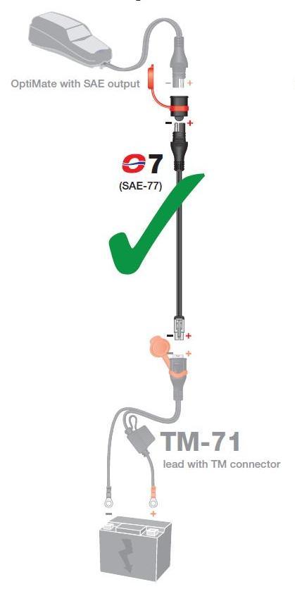 OPTImate adaptér pro nabíječky do zásuvky KET/TM na SAE (délka 15cm) (SAE-77) (EL)