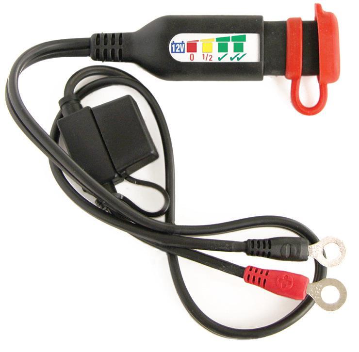 OPTImate kabel pro připojení nabíječky k baterii s indikátorem nabití a konektorem SAE (STD, AGM, GEL) (s pojistkou 15A, délka 60cm) (EL)