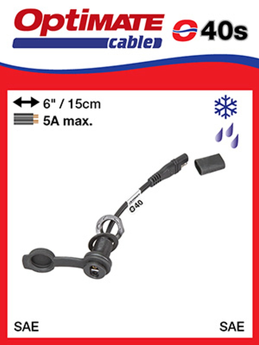 Levně OPTImate kabel s připojením SAE a vodotěsnou zásuvkou sae (délka 15cm) (EL) (OPTImate kabel s připojením SAE a vodotěsnou zásuvkou sae (délka 15cm))