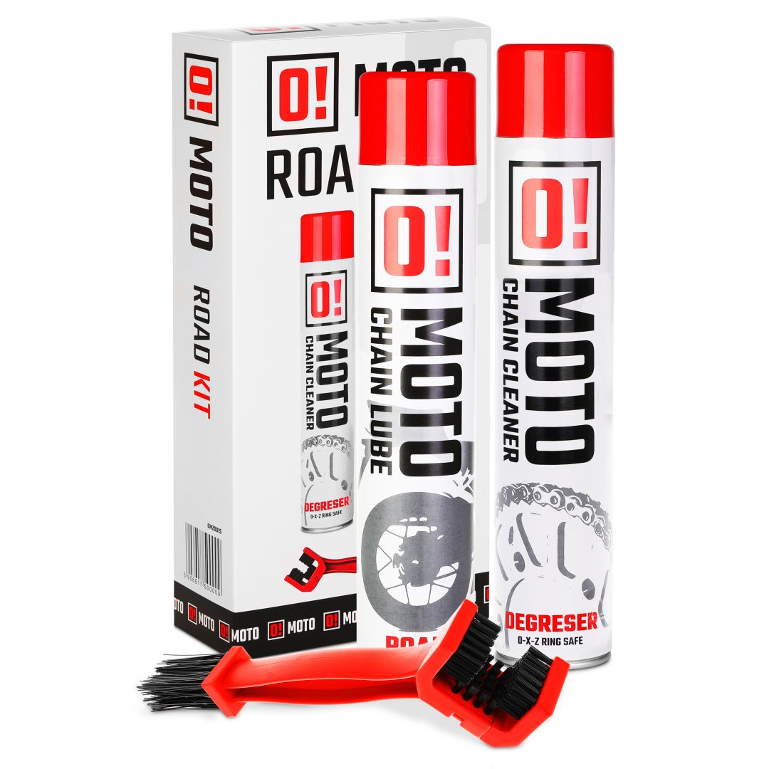 OMOTO ROAD CHAIN CARE AND PROTECTION ZESTAW na čištění a mazání řetězu 2+1 sada s kartáč (2 X 750ML) (O!MOTO) (OLE-005)