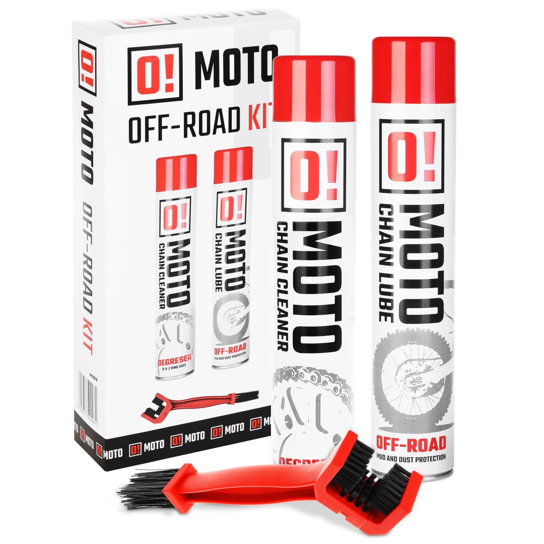 OMOTO OFF ROAD CHAIN CARE AND PROTECTION ZESTAW na čištění a mazání řetězu 2+1 sada s kartáč (2 X 750ML) (O!MOTO) (OLE-020)