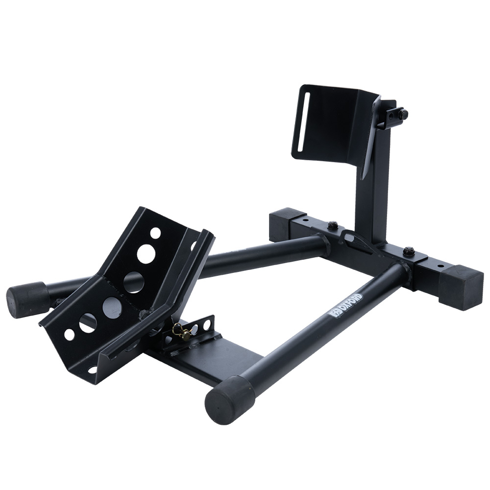 OXFORD BIKE DOCK front wheel chock stand for motorcycle transport or storage (with cradle) WHEEL CHOCK colour black